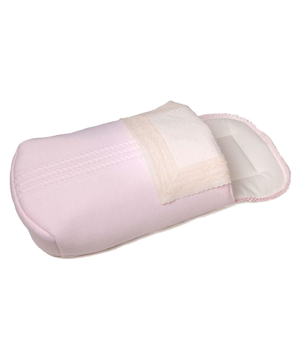 Saco Capazo Bebé Punto con Embozo Puntillas Valencienne - Nanetes #